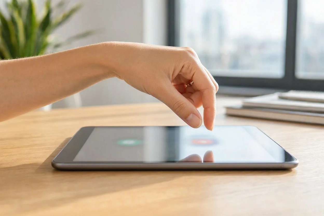 Enlace de datos entre portal y CRM en tablet.